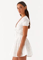 Falling Water Mini Dress - White Floral