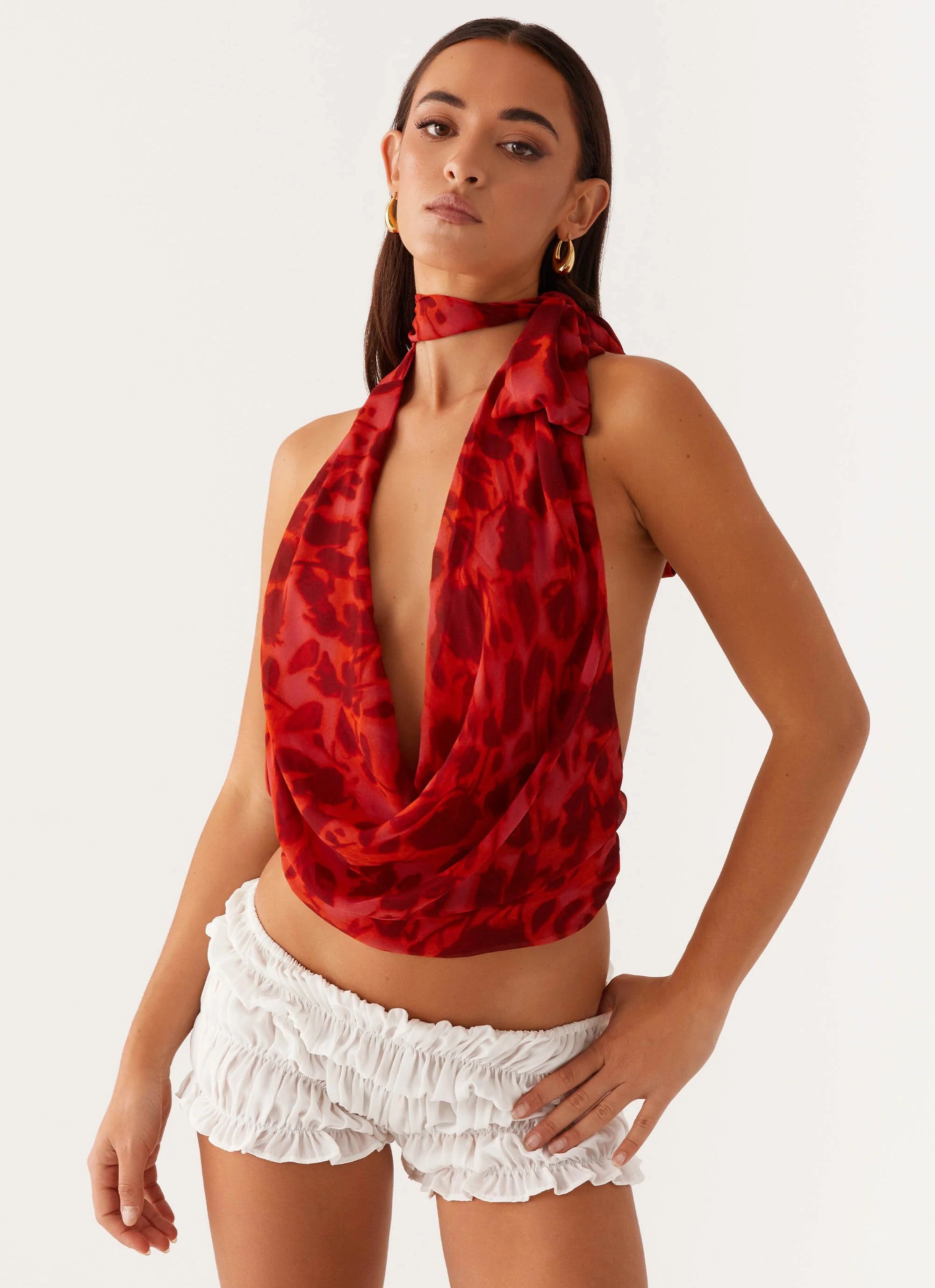 Best Self Top - Deep Red Floral