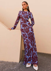 Lorde Maxi Dress - Brown Purple Floral