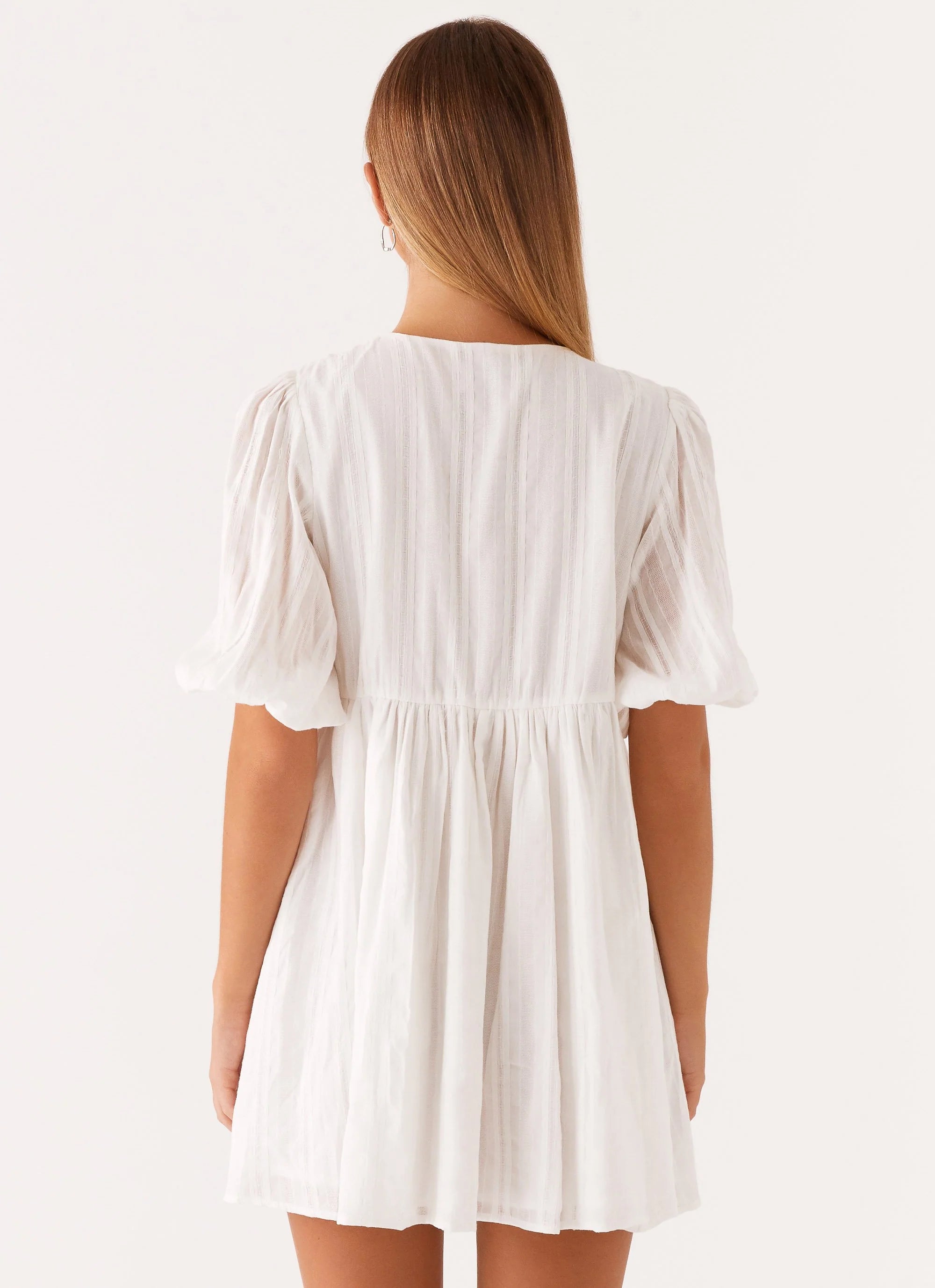 Western Wind Tie Mini Dress - White