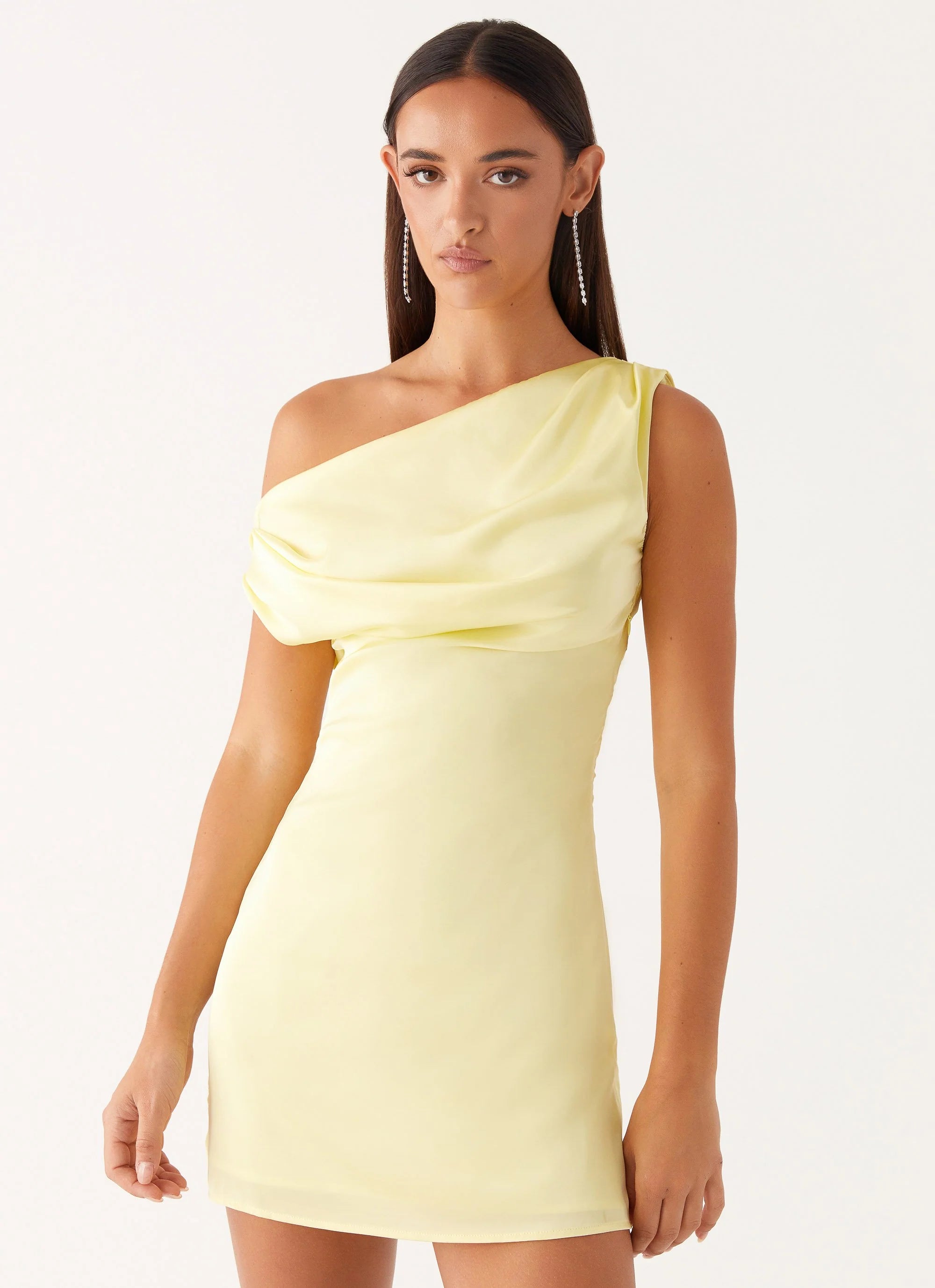 Heart Of Glass Satin Mini Dress - Yellow