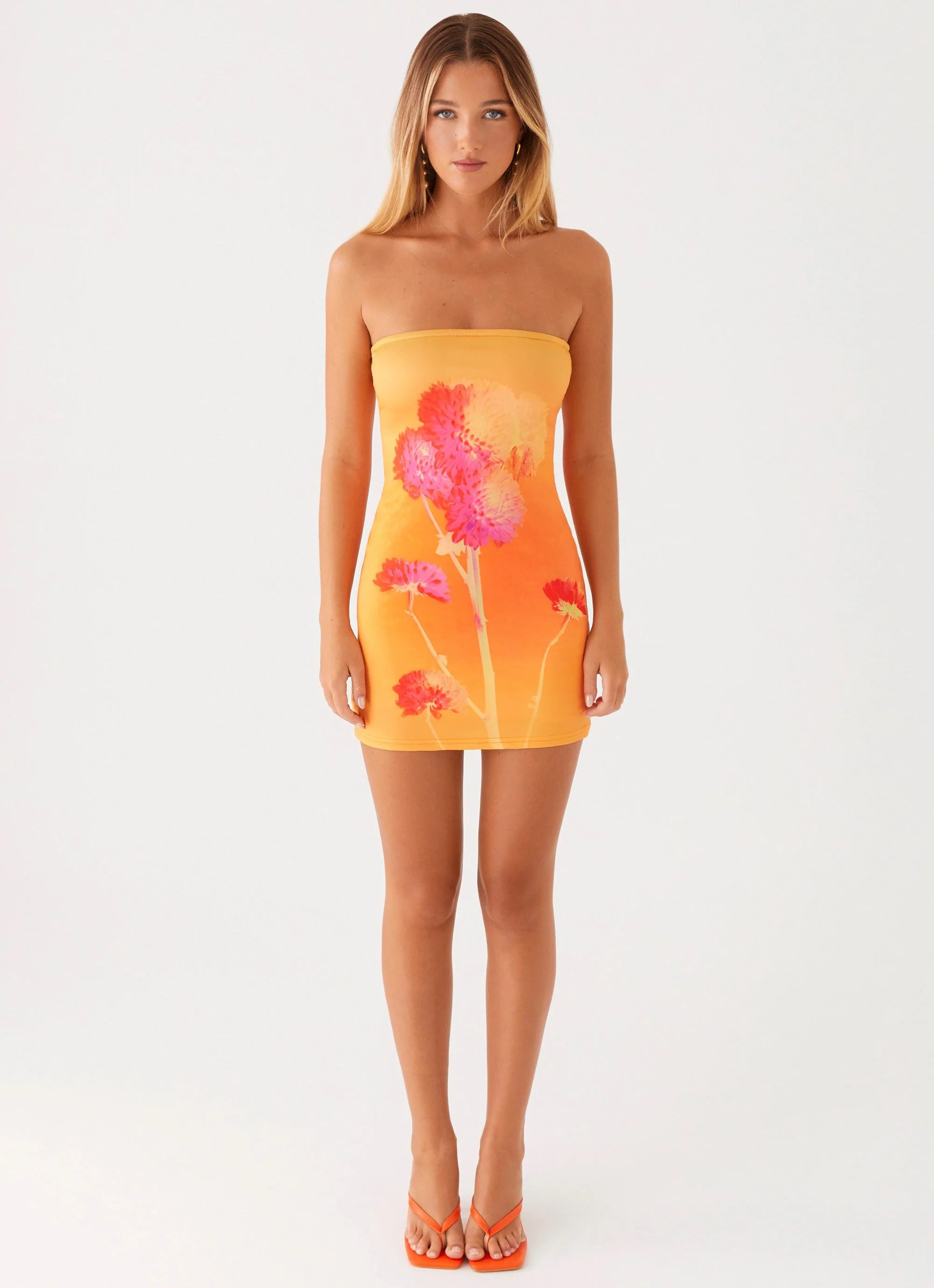 Caroline Mini Dress - Orange Floral