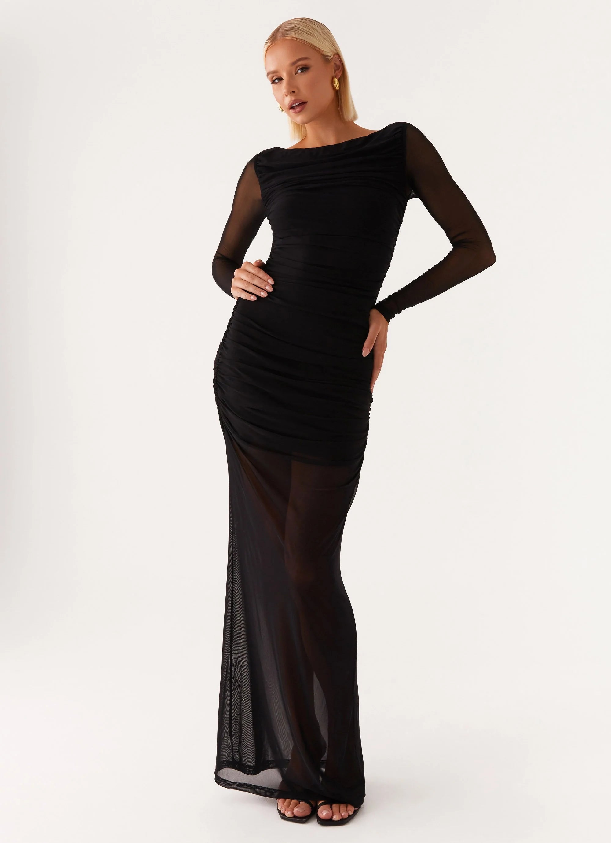 Truly you Mesh Maxi Dress - Black