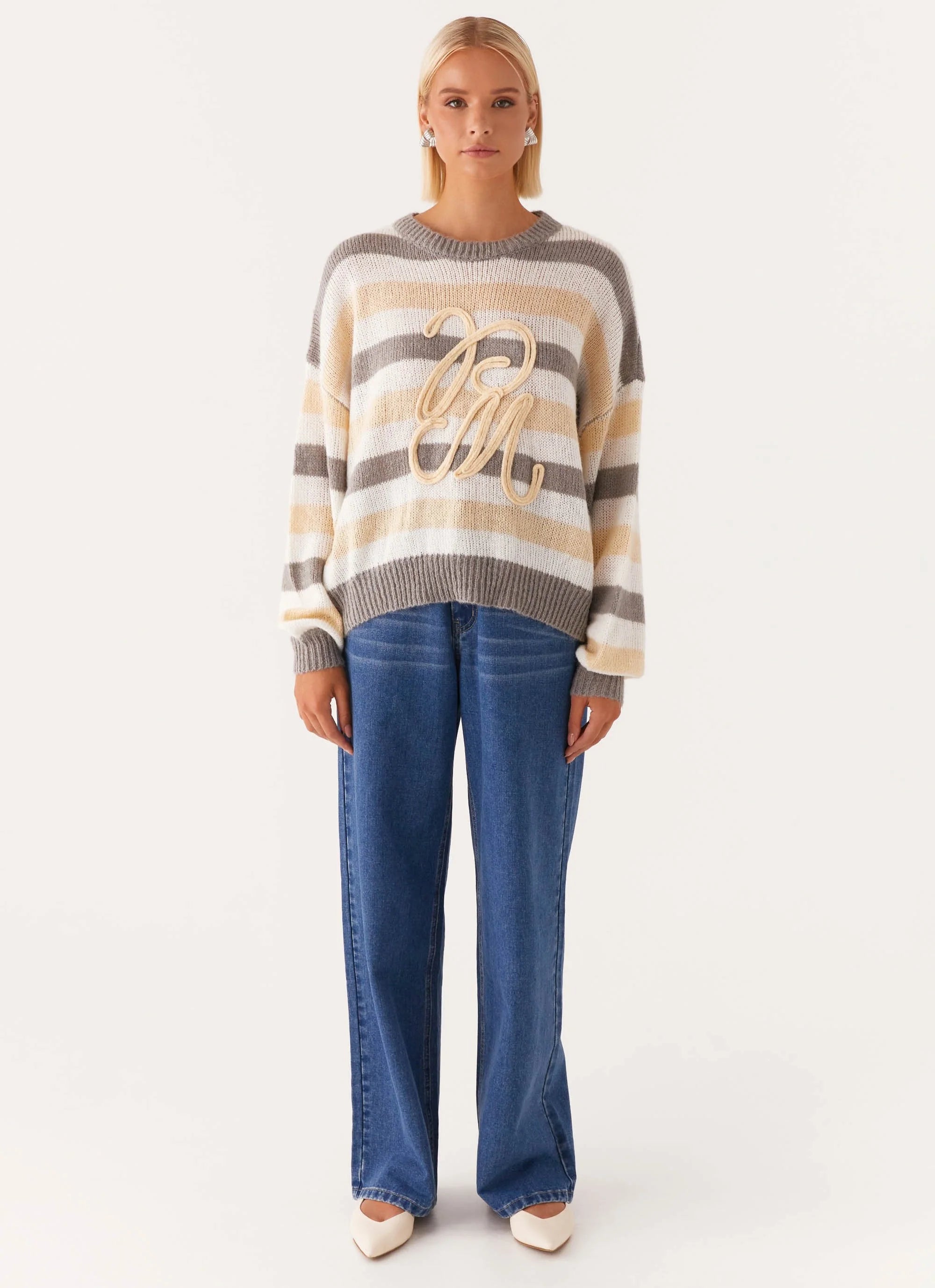 Main Character Oversized Knit Sweater - Stripe