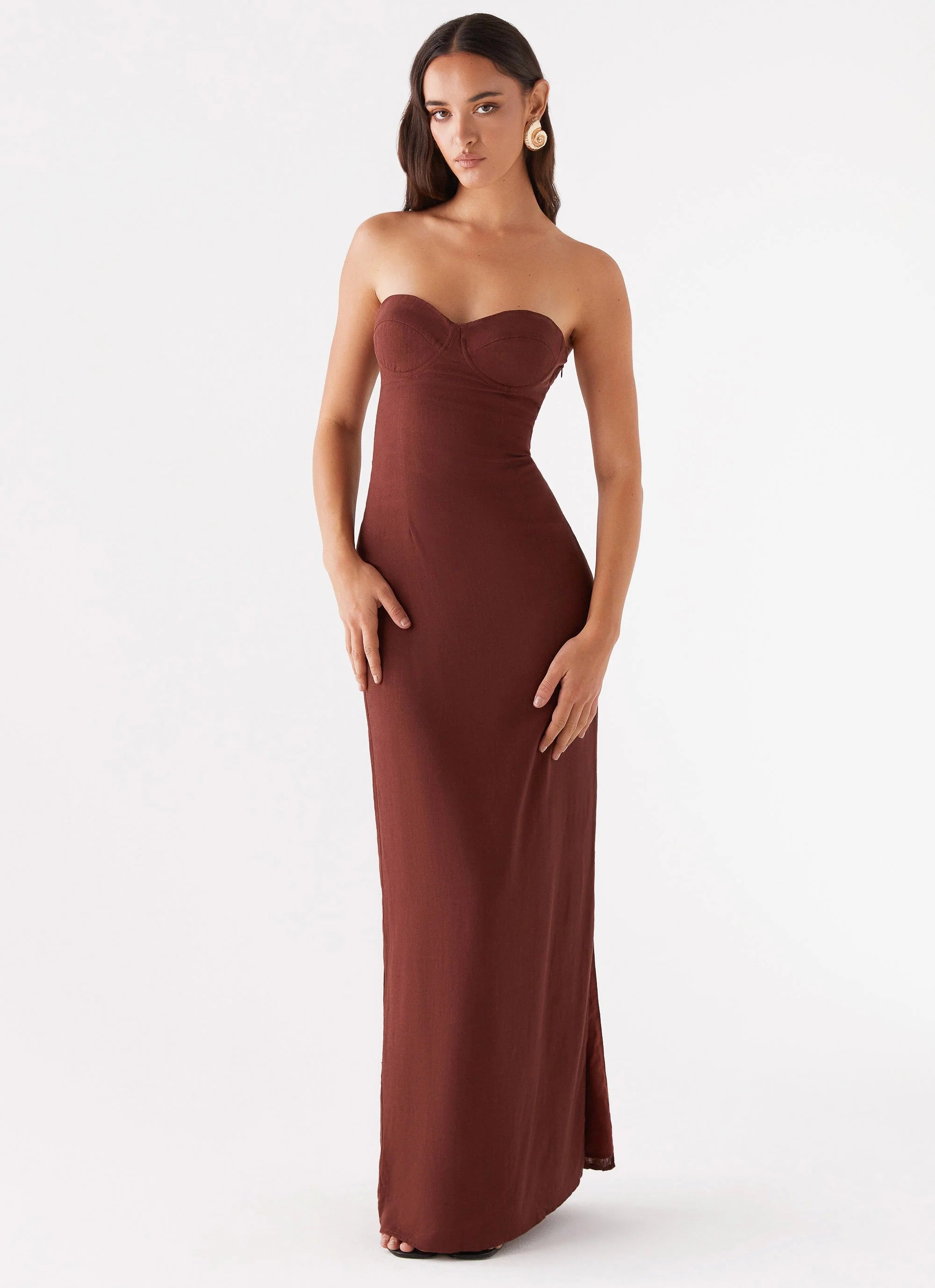 Esra Strapless Maxi Dress - Chocolate