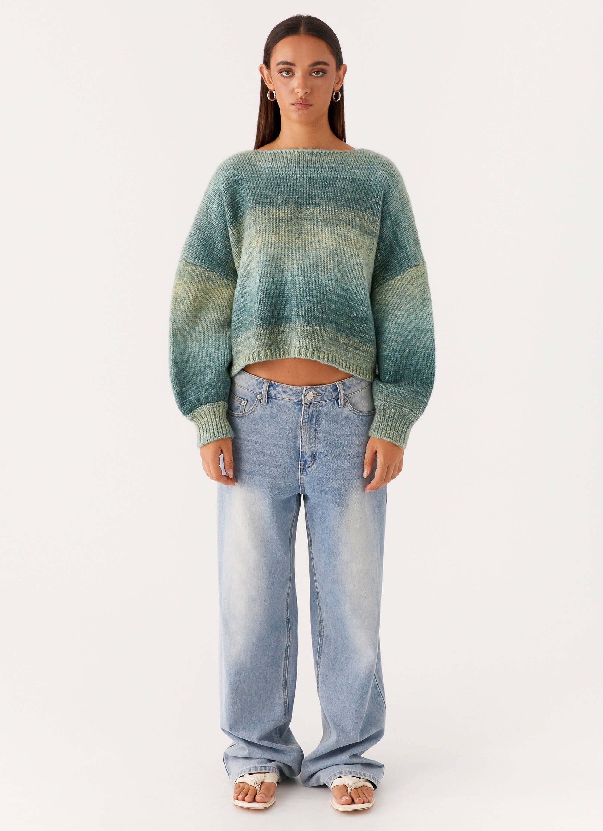 Lynne Oversized Jumper - Green Ombre