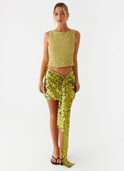 Lights On Sequin Mini Skirt - Olive