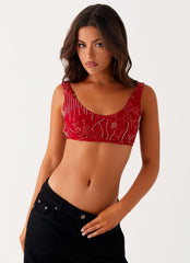 Mercer Sequin Bralette - Red