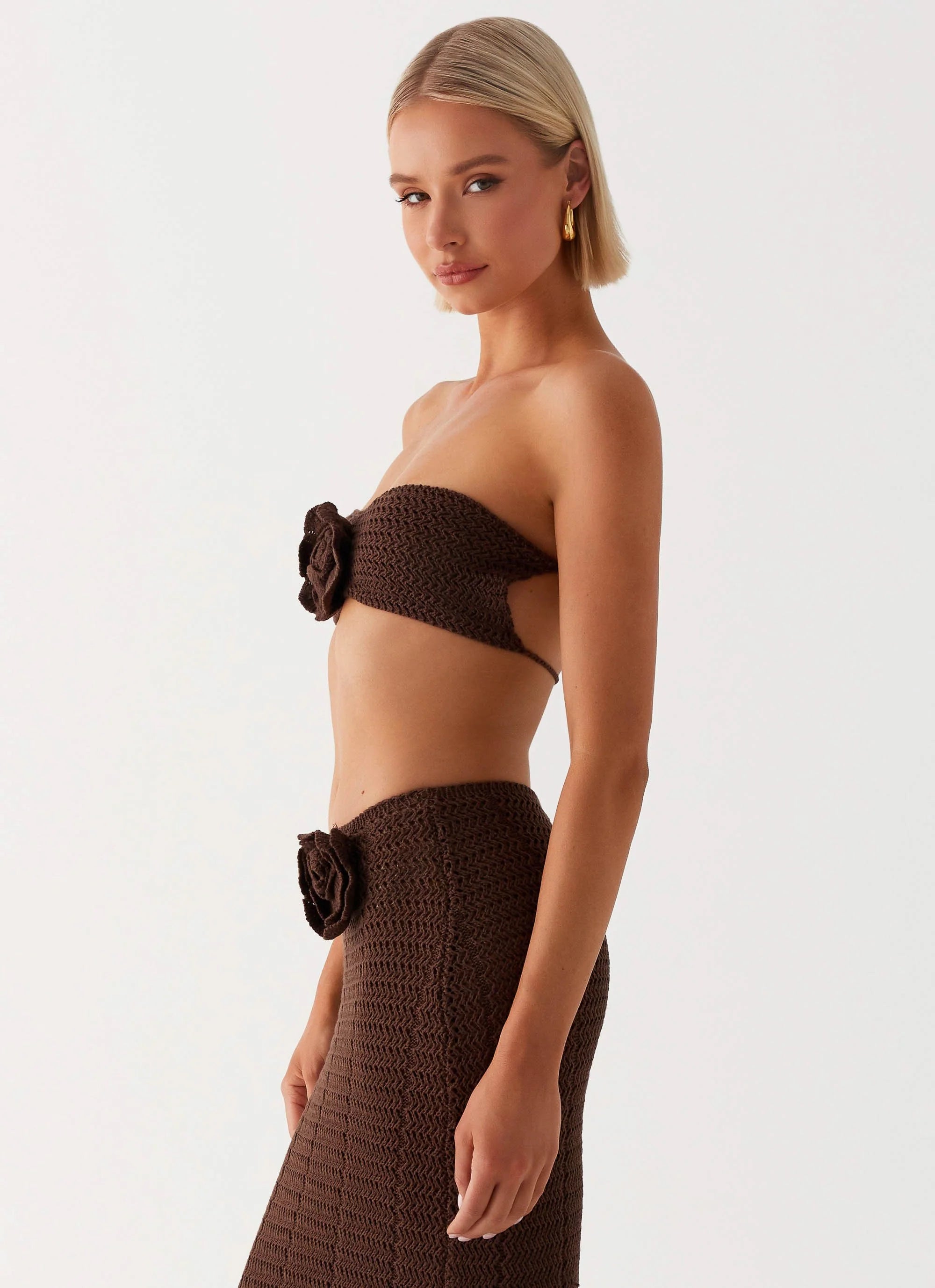 Kelcie Rose Crochet Bandeau Top - Chocolate