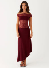 Francoise Lace Midi Dress - Burgundy