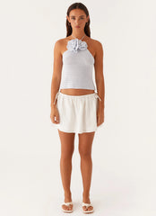 Miabella Low Rise Mini Skirt - White