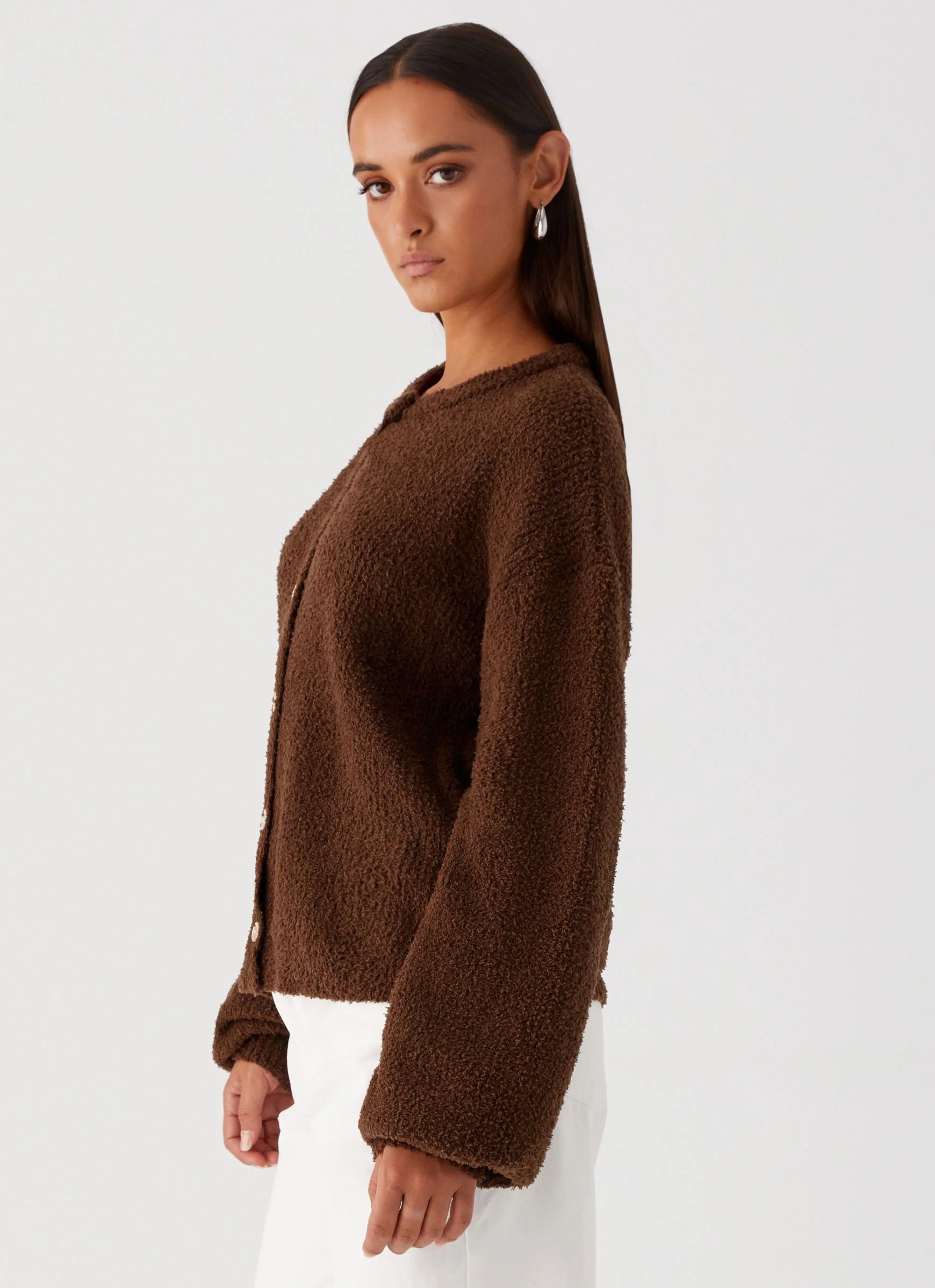 Gracie Oversized Knit Cardigan - Brown