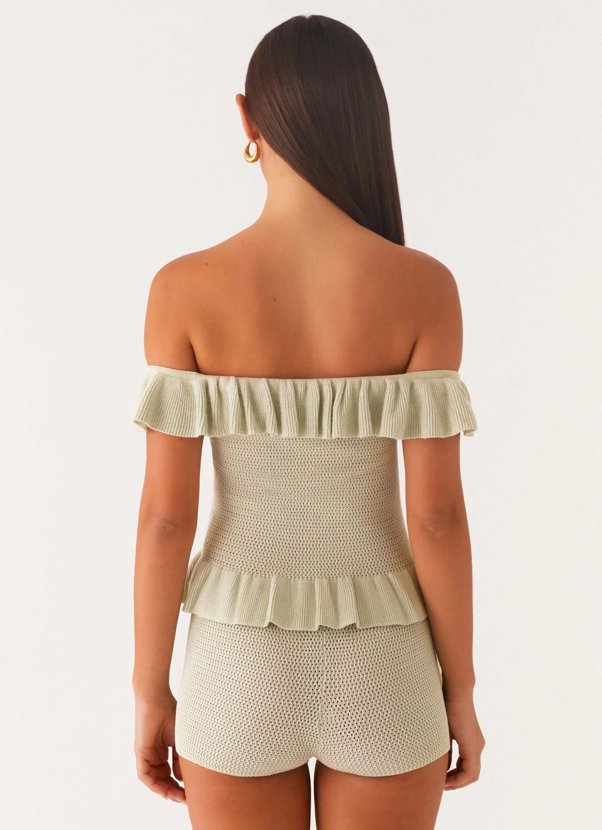 Bowen Off Shoulder Knit Top - Mint