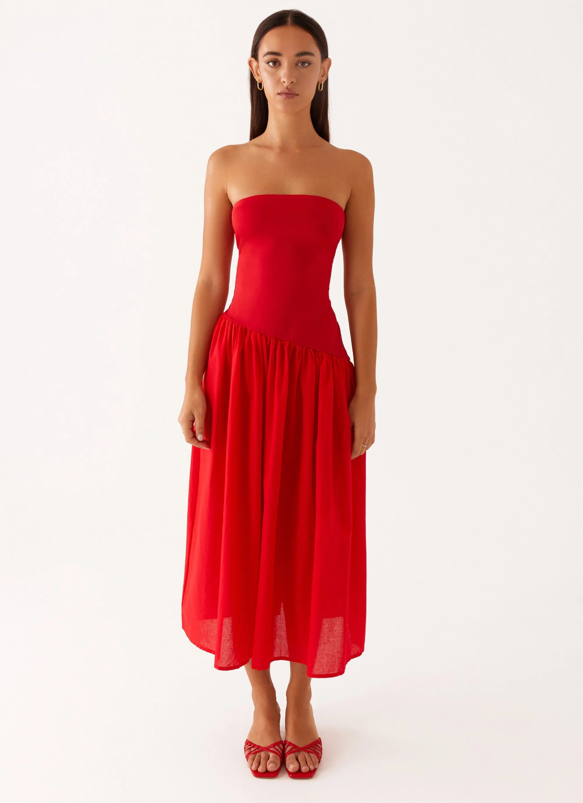 Domino Effect Midi Dress - Red