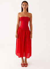 Domino Effect Midi Dress - Red