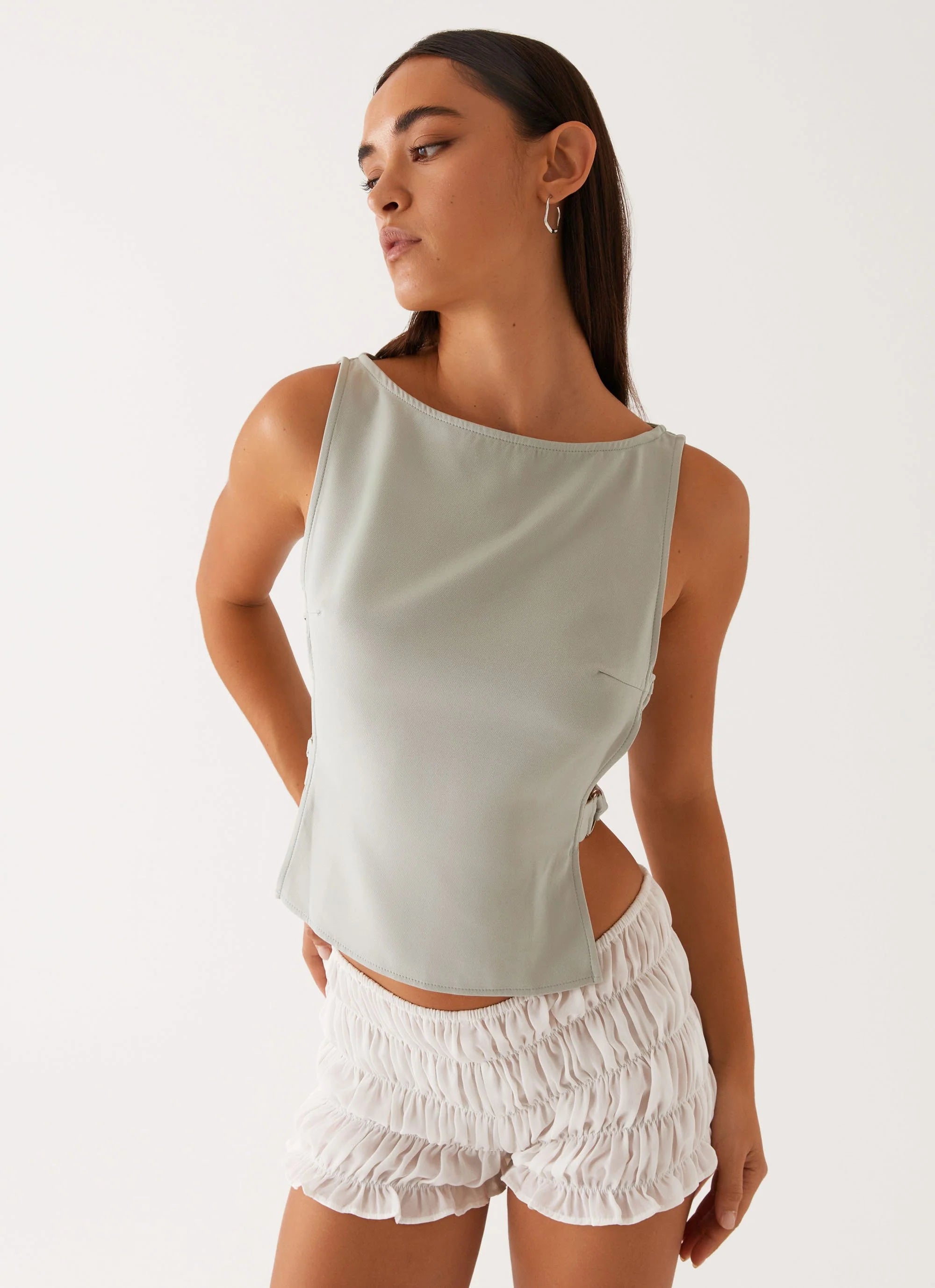 Cherish You Buckle Top - Sage