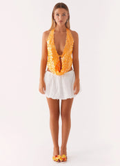 Rio Dreams Cowl Neck Halter Top - Orange