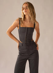 Mia Suit Bustier - Charcoal