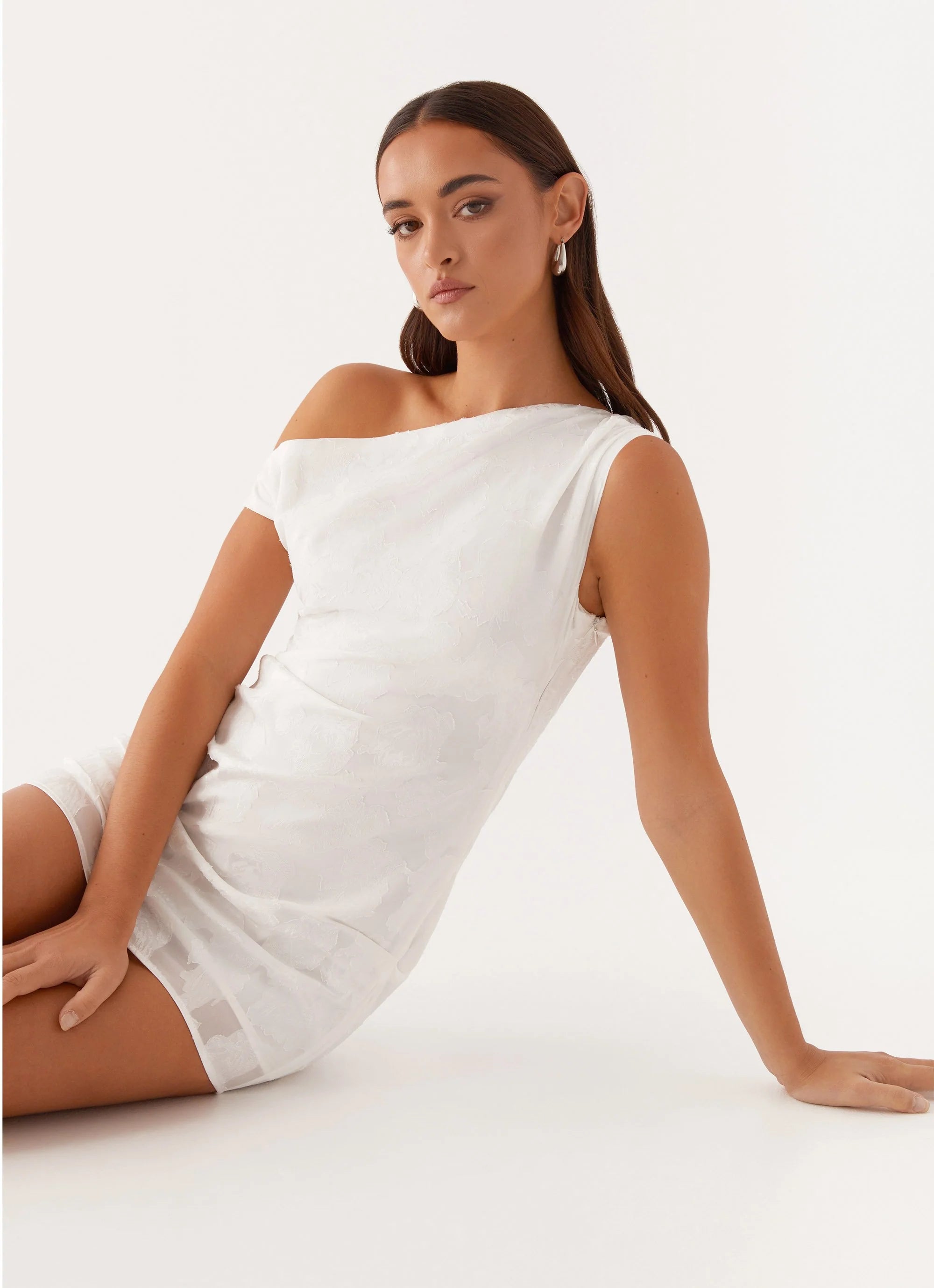 Channing One Shoulder Mini Dress - White