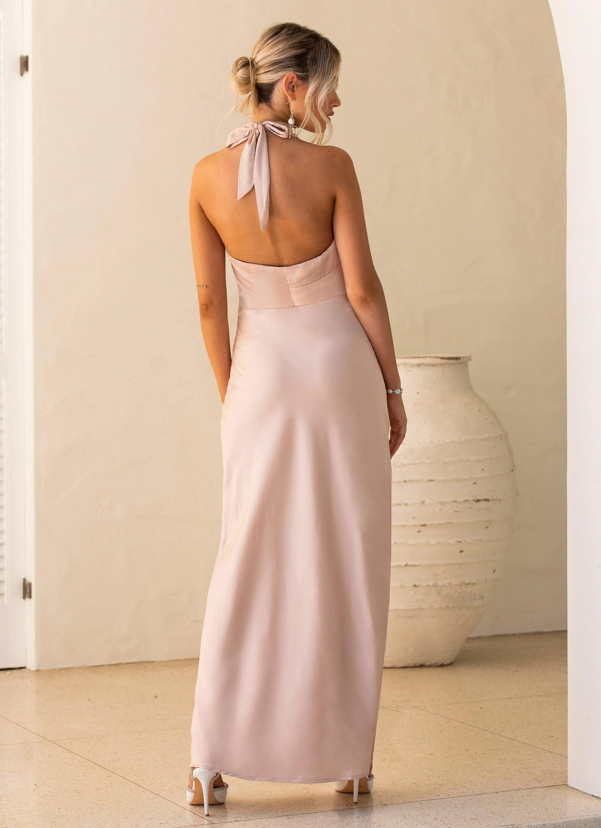 You and I Satin Maxi Dress - Pink Cloud