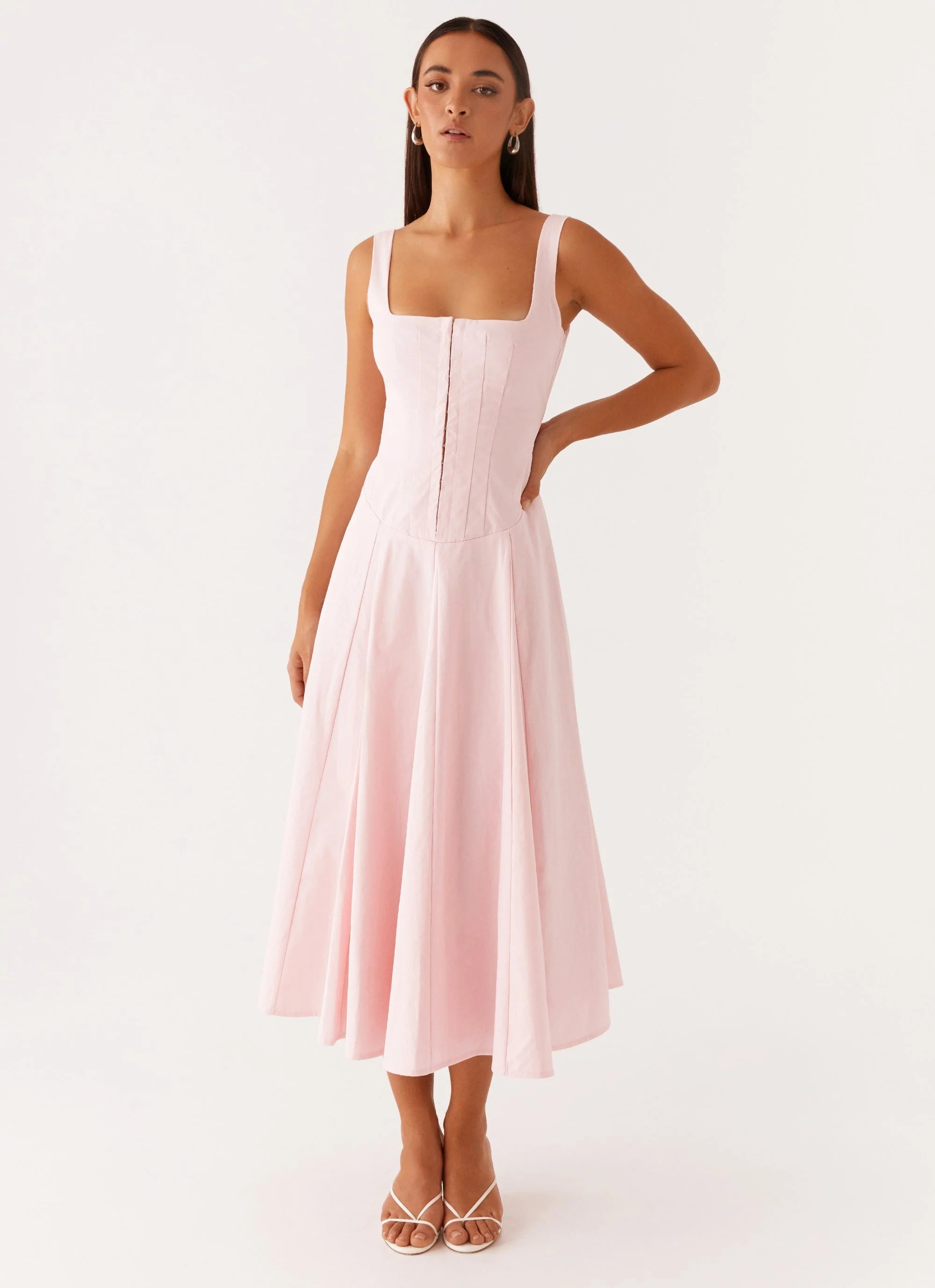 Ebony Midi Dress - Pastel Pink