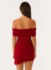 Nelly Off Shoulder Mini Dress - Deep Red