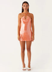 Radiant Energy Cowl Back Mini Dress - Orange