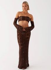 Sorrentino Crochet Maxi Skirt - Chocolate