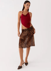 Evoke Chiffon Midi Skirt - Leopard