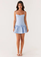 Running Late Mini Dress - Blue