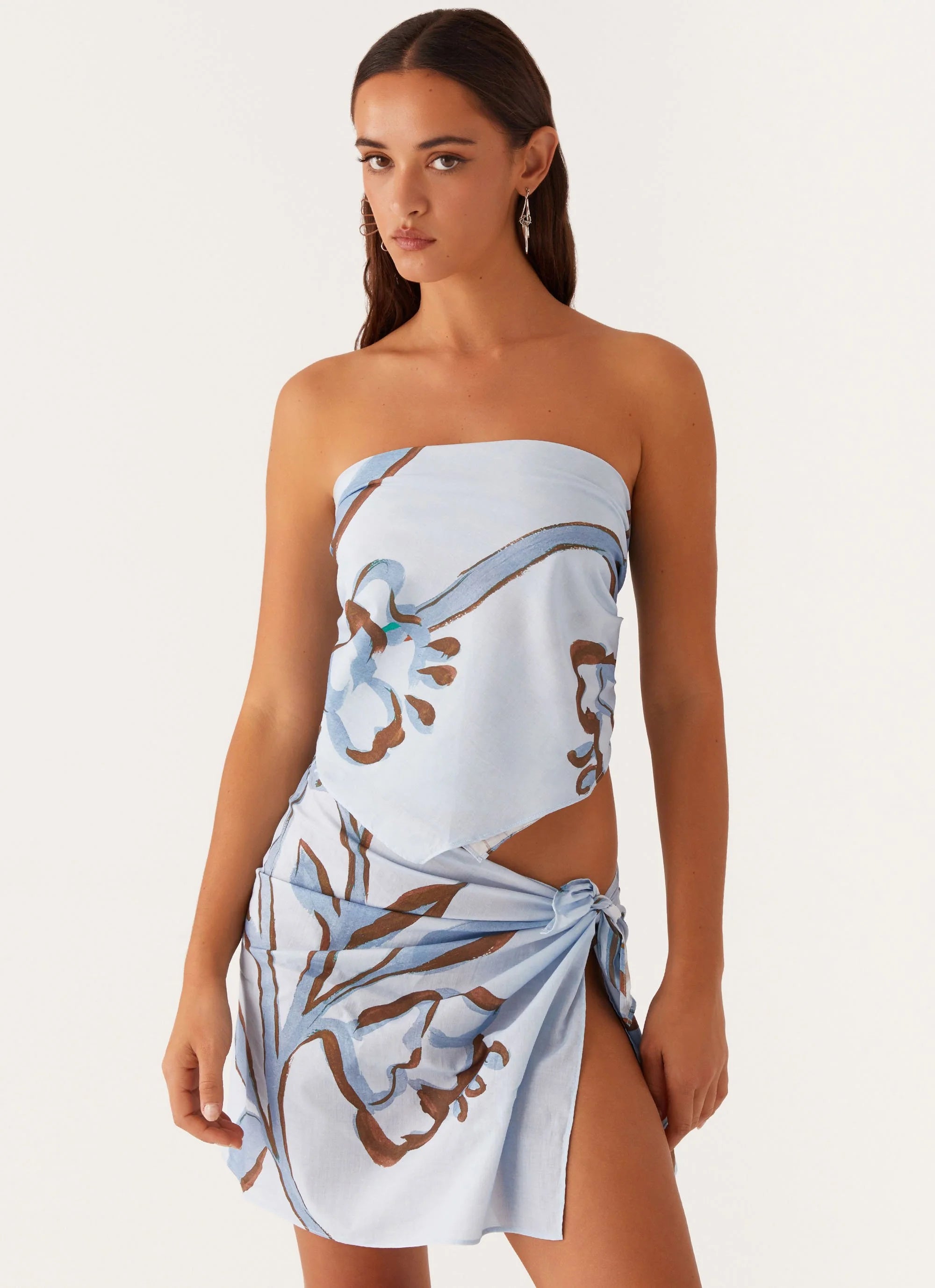 Ocean Is Calling Mini Sarong - Blue Floral Print