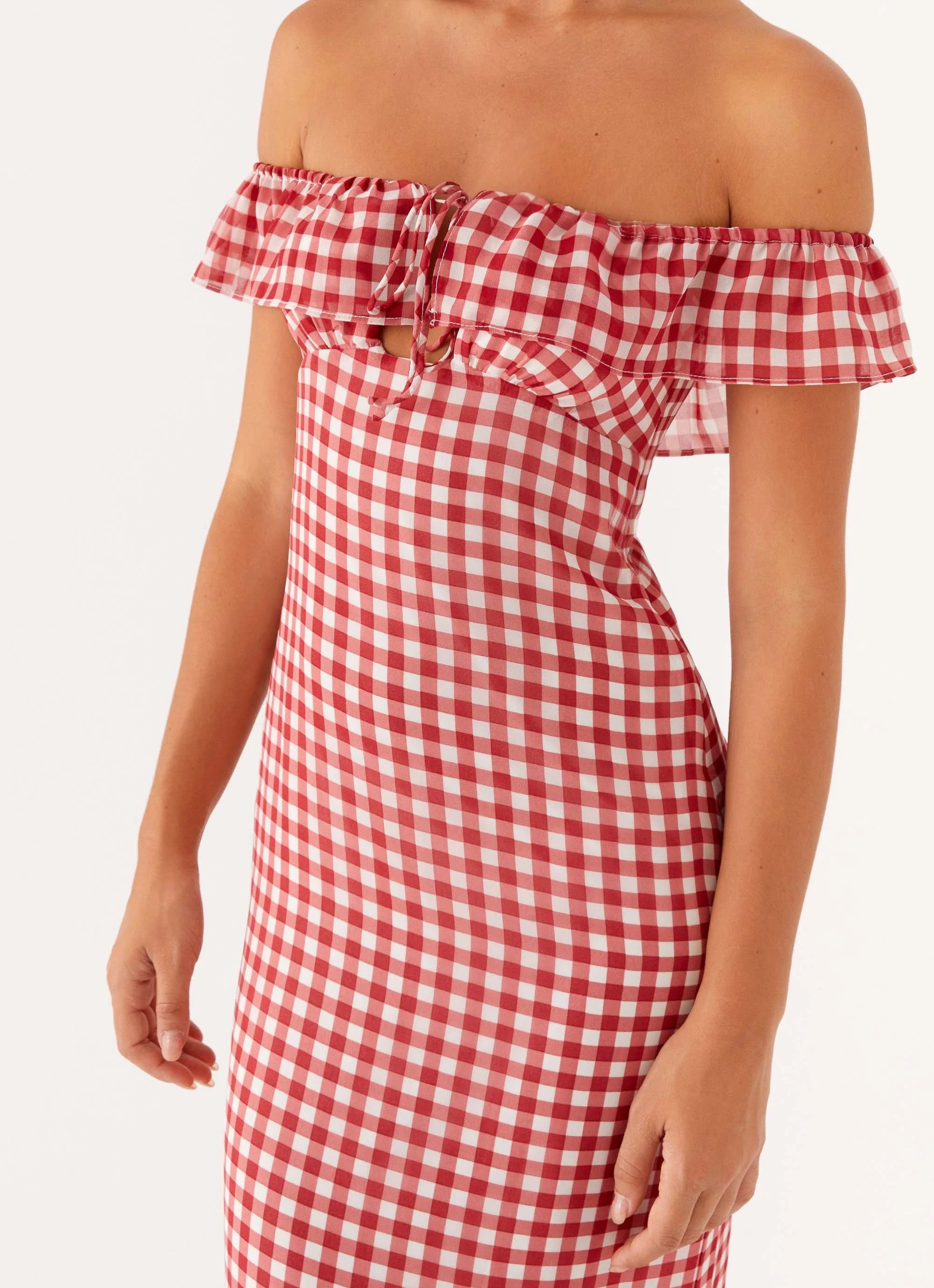 Scarlet Cherry Maxi Dress - Red Gingham