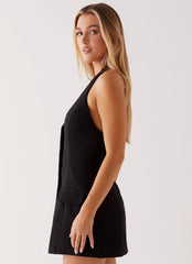 Mira Halter Neck Mini Dress - Black