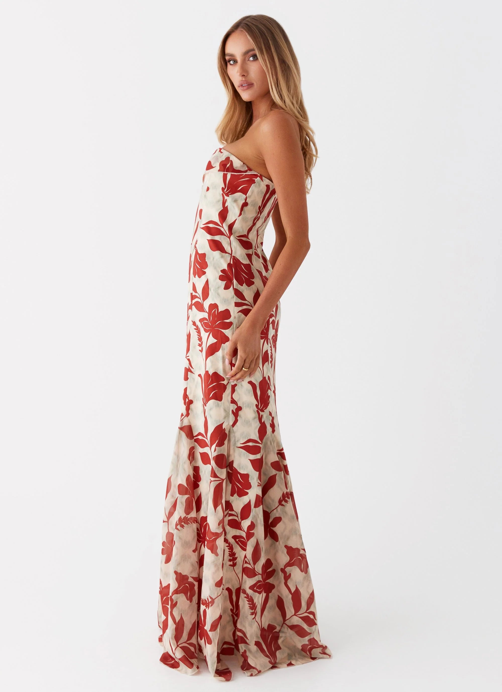 Willa Maxi Dress - Red Green Floral