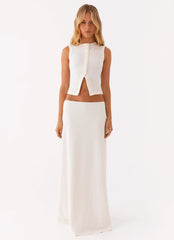 Tatum Low Rise Maxi Skirt - Ivory