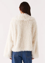 Denver Oversized Fur Jacket - Ivory