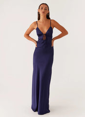 Flora Satin Maxi Dress - Navy