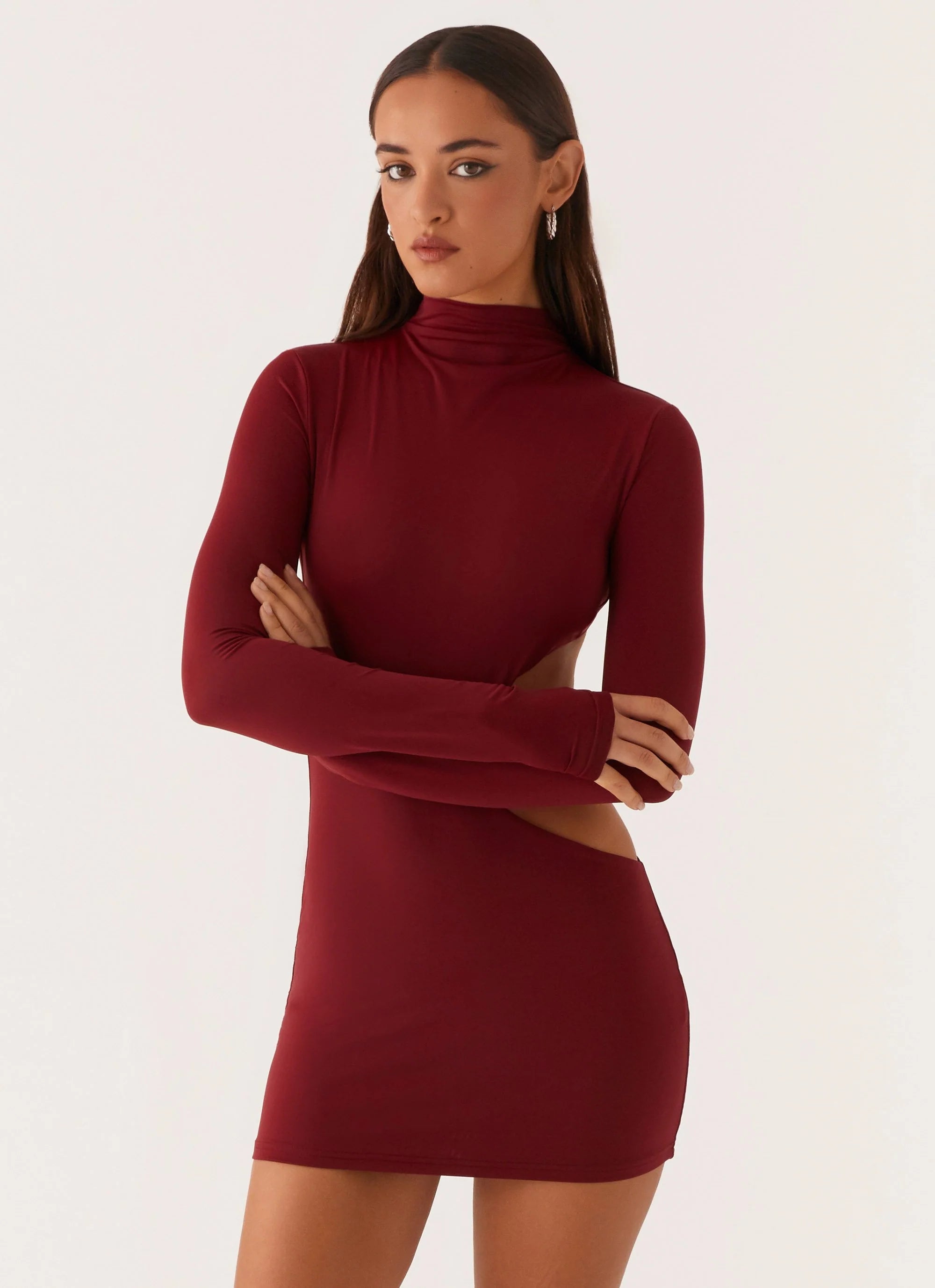 Rora Cut Out Mini Dress - Mulberry