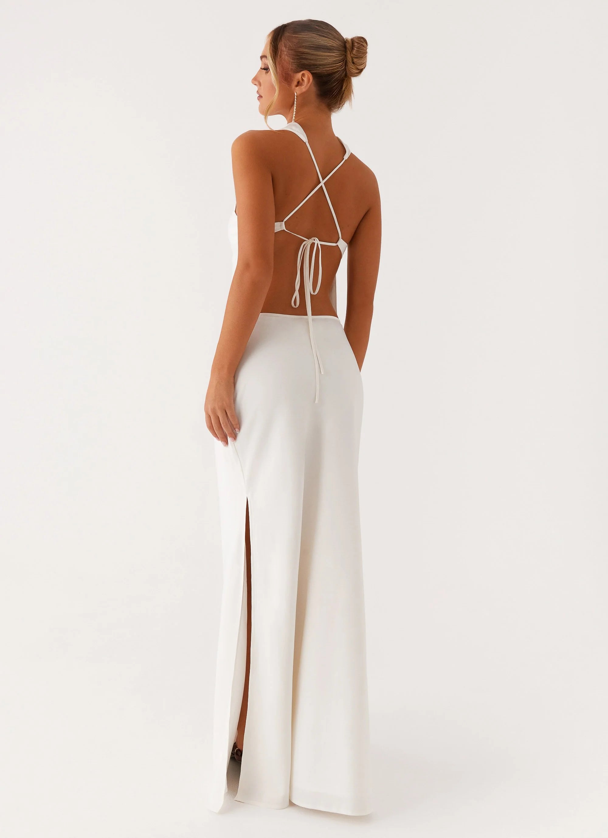 Mina Satin Maxi Skirt - White