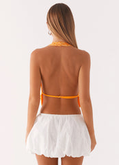 Rio Dreams Cowl Neck Halter Top - Orange