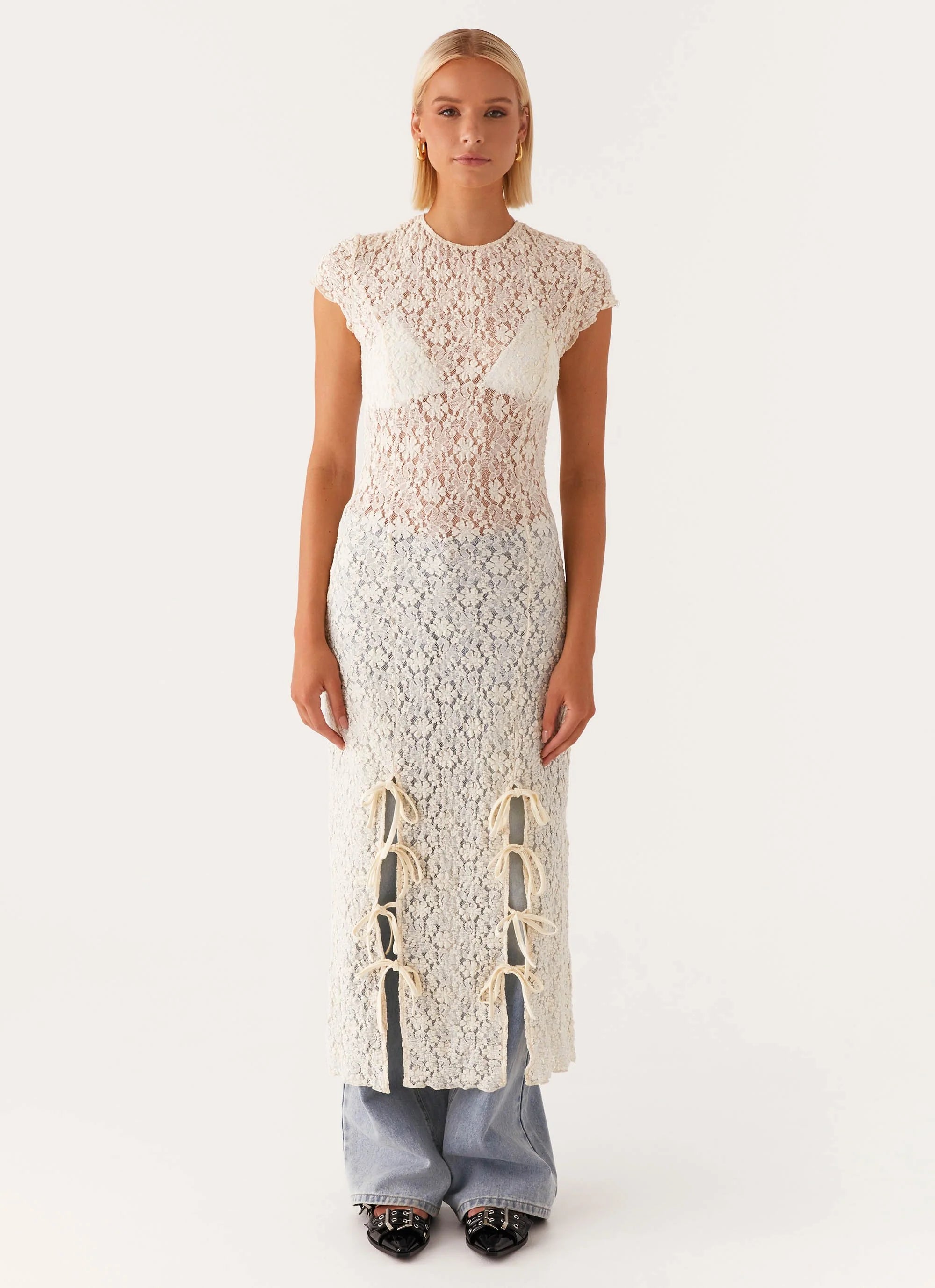 Gisele Lace Midi Dress - Ivory