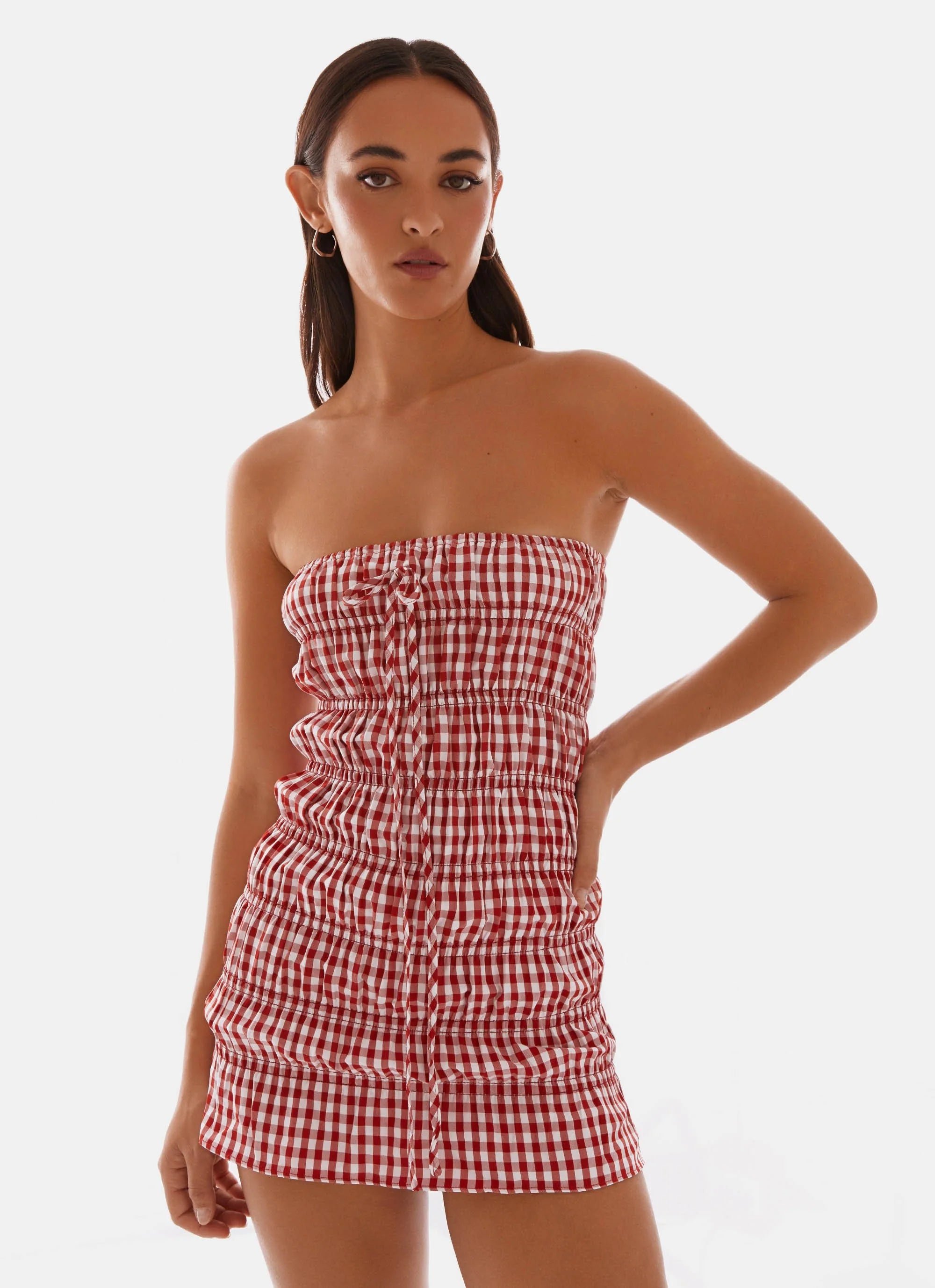 Adele Mini Dress - Red Gingham