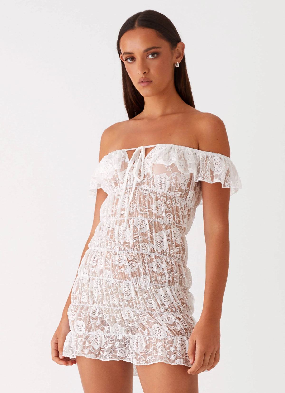 Kathy Ruched Mini Dress - White