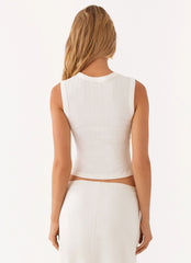 Blair Buttoned Tank Top - Ivory