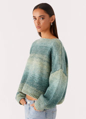 Lynne Oversized Jumper - Green Ombre