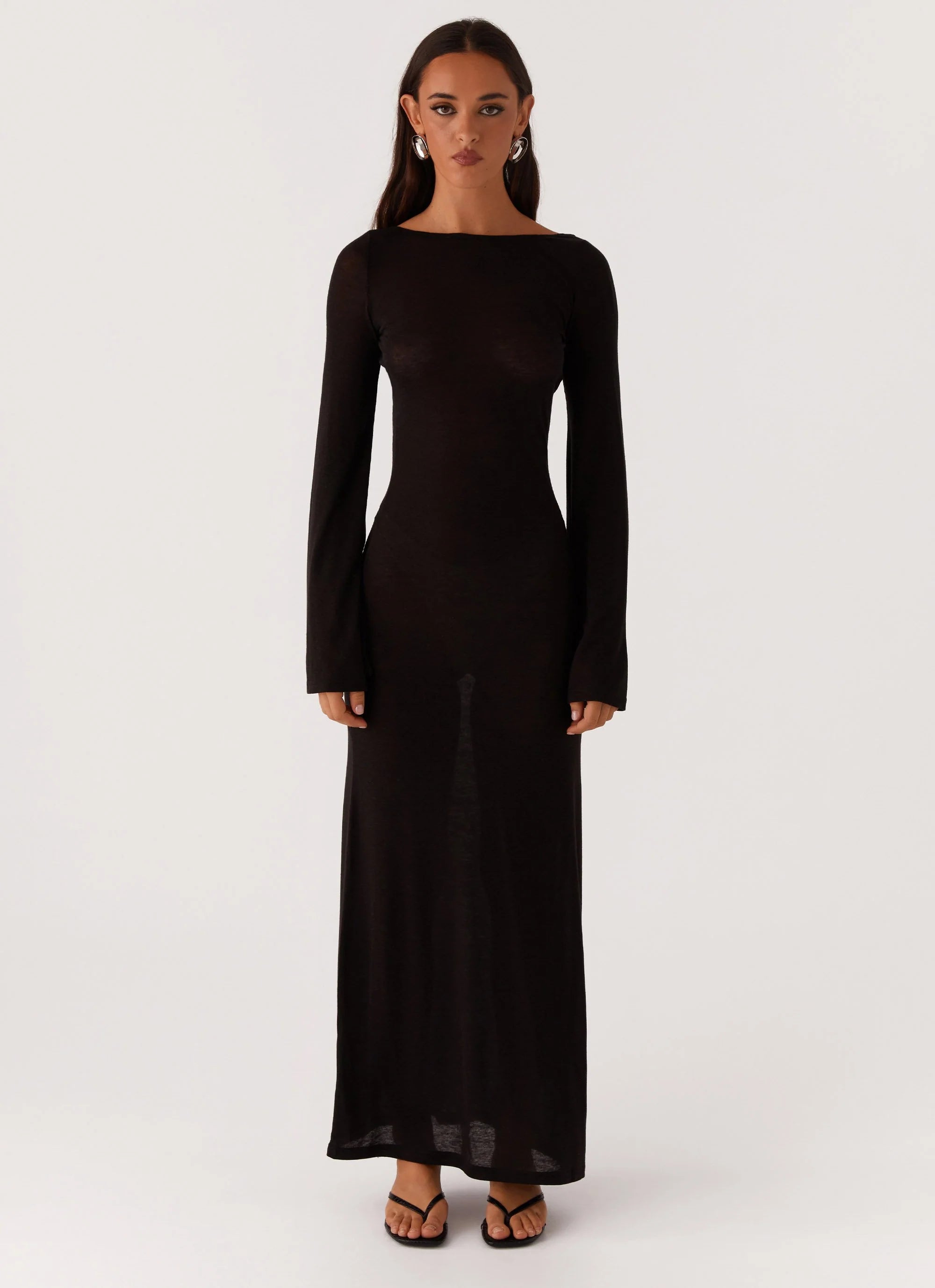 Olivia Long Sleeve Maxi Dress - Black