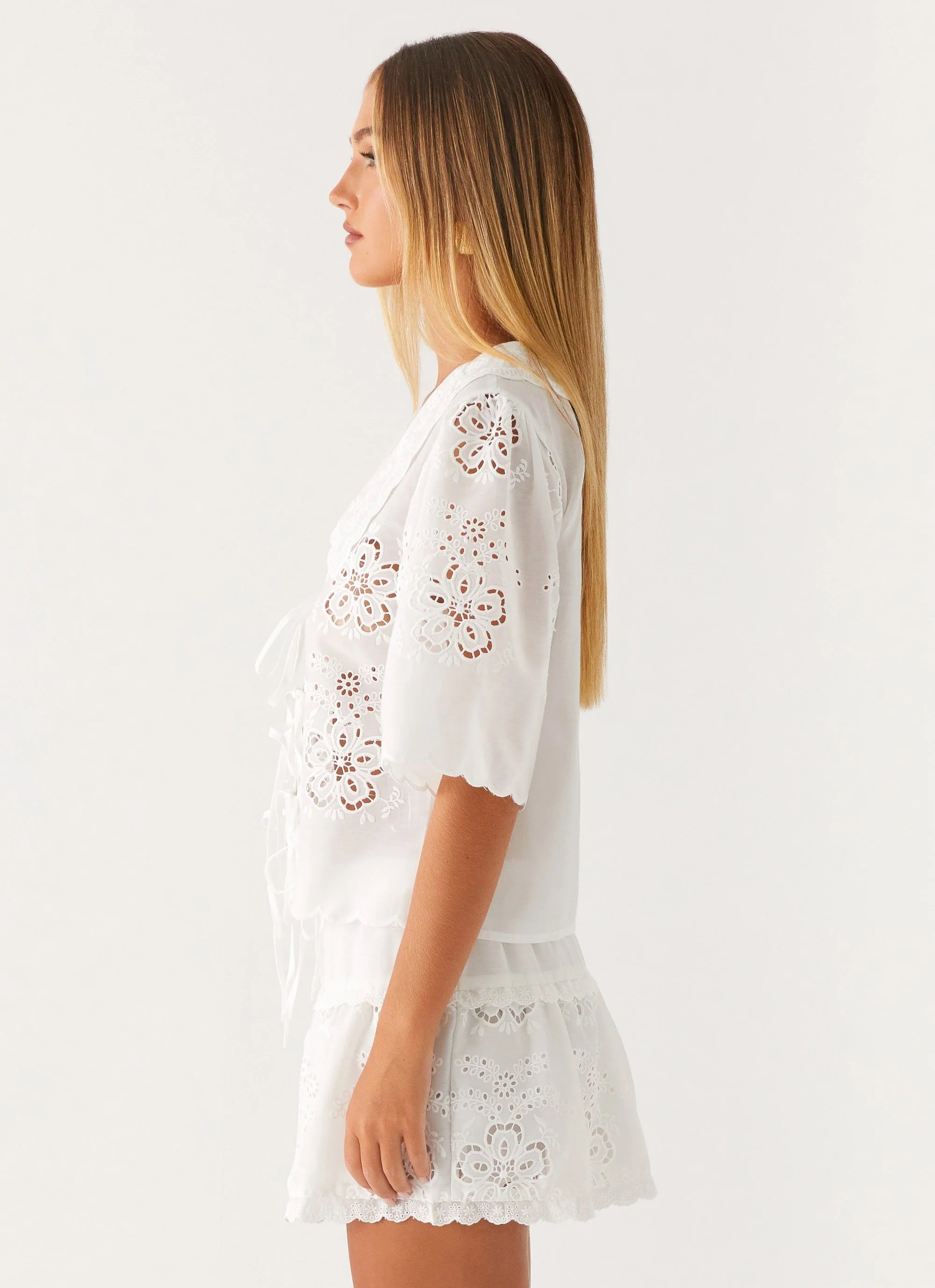 Summer Escape Embroidered Top - White