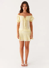 Hundred Percent Puff Sleeve Top - Yellow