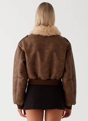 Aston Shearling Bomber Jacket - Brown