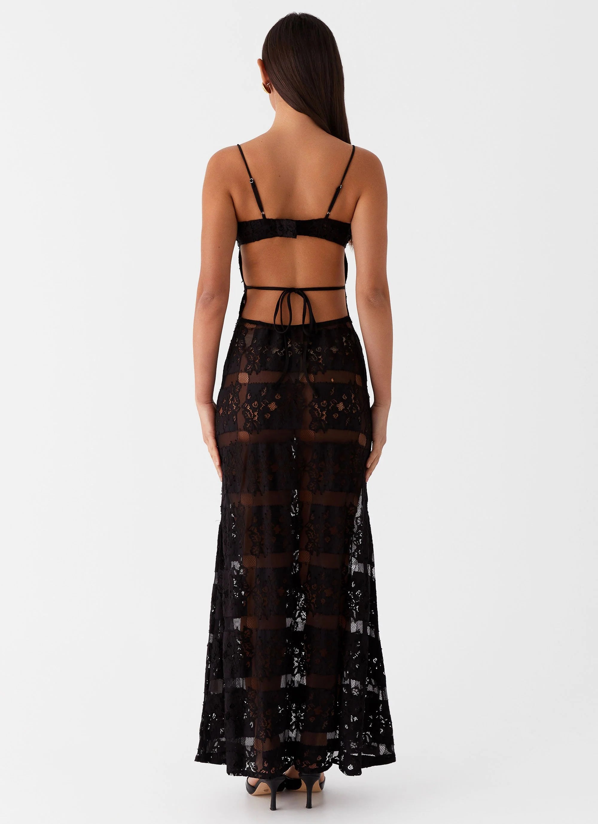 Carter Lily Backless Maxi Dress - Black